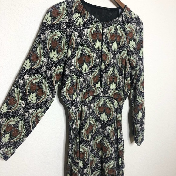 Zara Tulip Printed Mod Retro Drop Waist Dress S - Picture 2 of 7